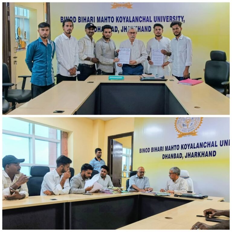 कतरास कॉलेज की समस्याओं को लेकर एनएसयूआई ने कुलपति व कुलसचिव से की वार्ता